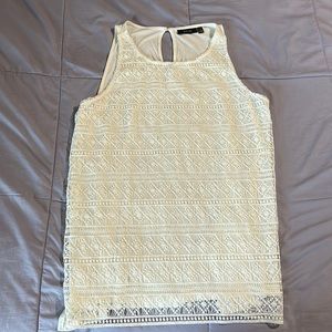 Like New Off White Crocheted lace tank